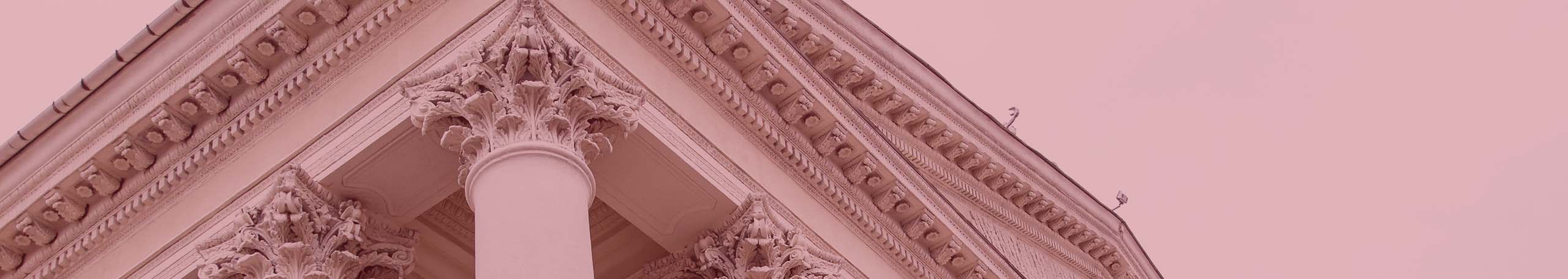 Classical pillars with portico detail